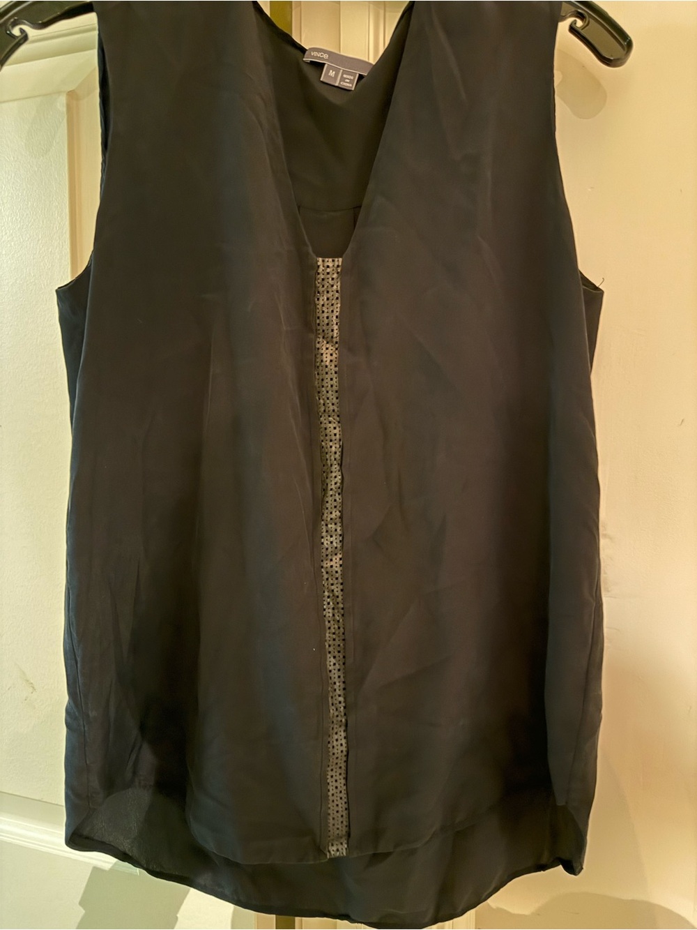 Vince Navy V-Neck Sleeveless Shell Top